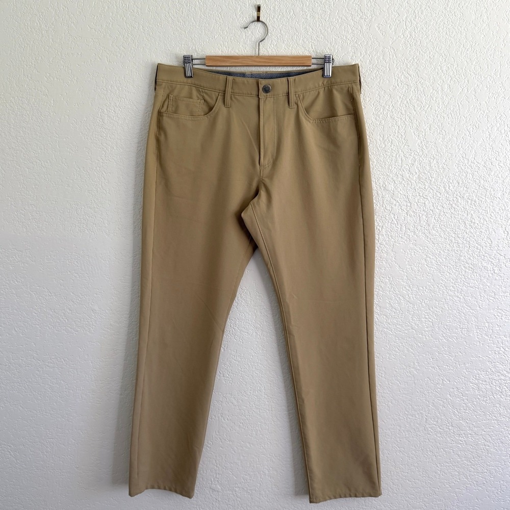 Bonobos Golf Slim Fit‎ Performance Pants Tan Khaki Casual Quick Dry 35 x 32